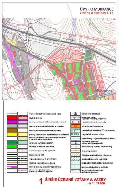 Urban plan in Mokrance, depicting various areas and infrastructure for Residential Land.