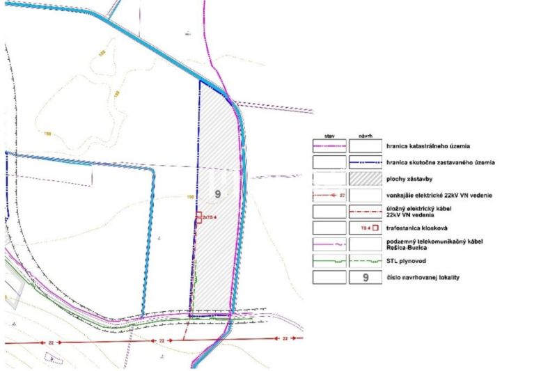 Cadastral map with network infrastructure and legend in Reșița, Special real estate construction areas.