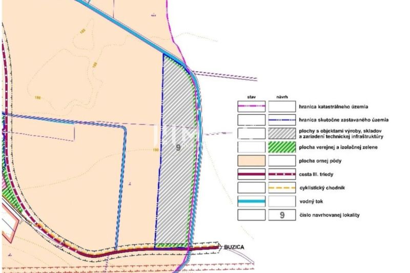 A map of the area with marked boundaries and functional zones in the Buzica region.