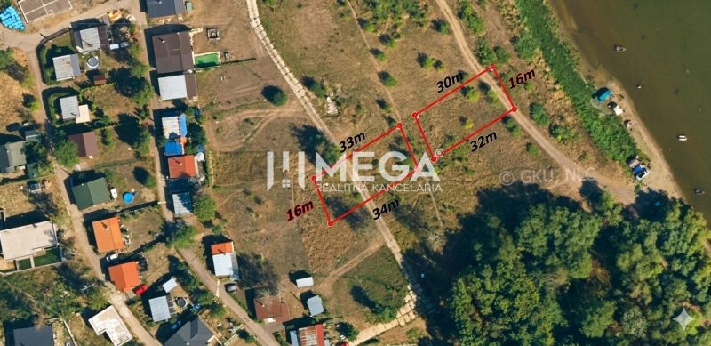 Aerial view of plots in the outskirts of Vinné suitable for residential land.