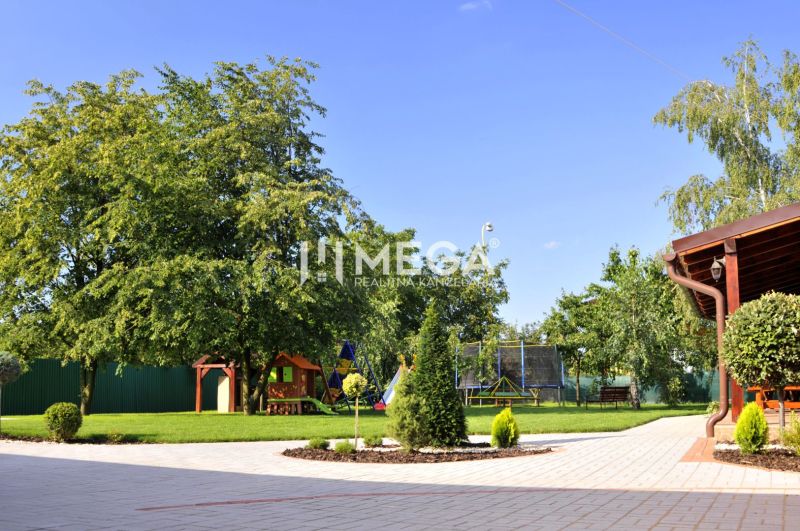 The courtyard of the gastro spaces on Budovateľská Street in Vranov nad Topľou with a playground.