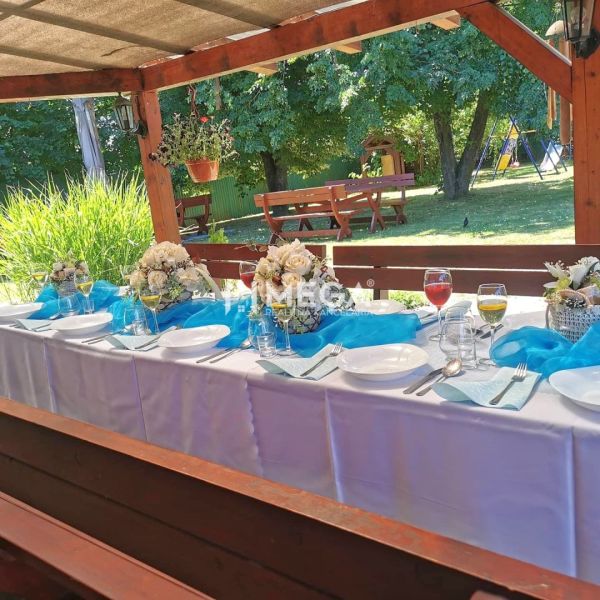 Outdoor gastro spaces in Vranov nad Topľou on Budovateľská with elegantly set table.