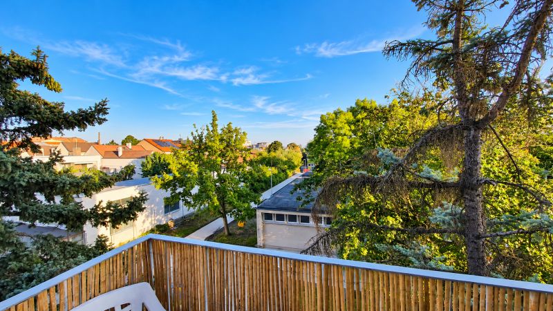 View of the residential district from a 3-room apartment on Za hradbami Street in Pezinok.