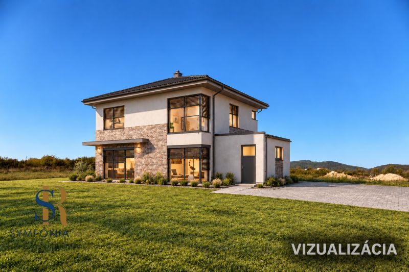 A two-story house surrounded by a lawn on Malagová Street in the town of Modra, Land - residential.
