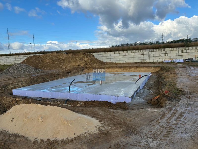 Foundation slab for a family house under construction in Vinohrady, Senica.