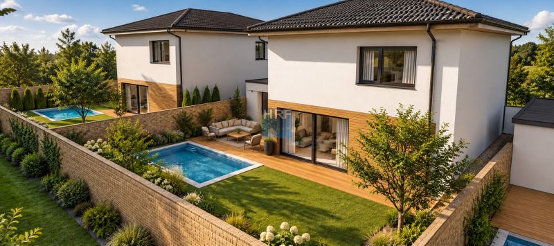 Family houses in Vinohrady in Senica have a pool and a terrace with a private garden.