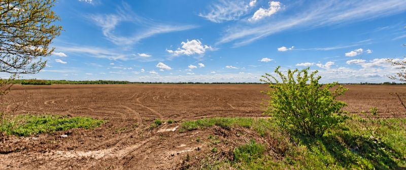 Commercial land in Petržalka offers a view of wide fields and a blue sky.