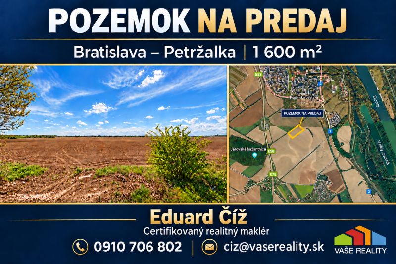 Sale of land in Bratislava - Petržalka, 1600 m², commercial use.
