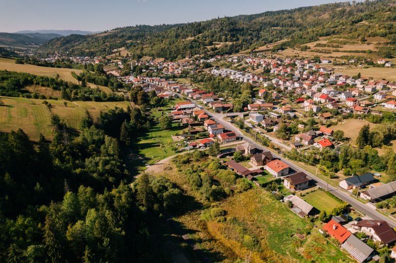 Aerial view of plots - housing in Čierny Balog on Švermova Street.