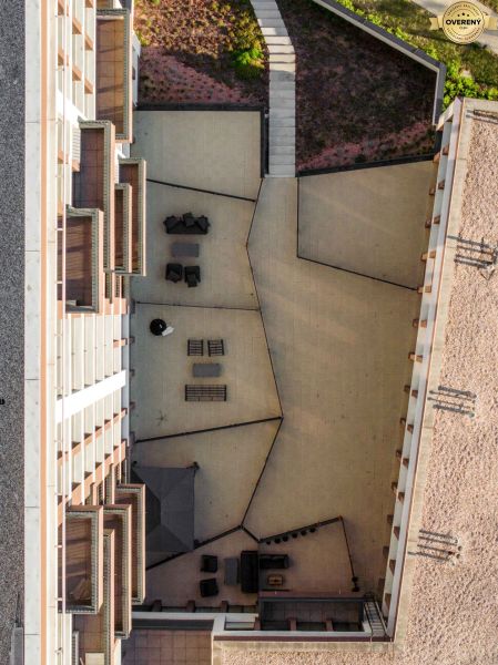 Construction of apartments on Mierová Street in Bratislava - Ružinov, top view of the terrace.