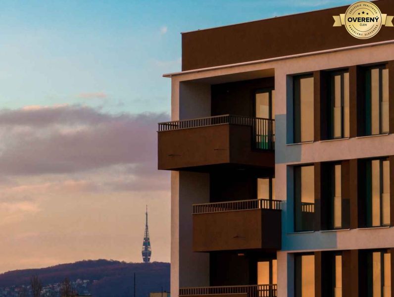 Construction of apartments on Mierová Street in Bratislava - Ružinov, tower in the background.