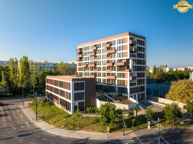 Apartment construction on Mierová Street in Bratislava - Ružinov, modern architecture with balconies.