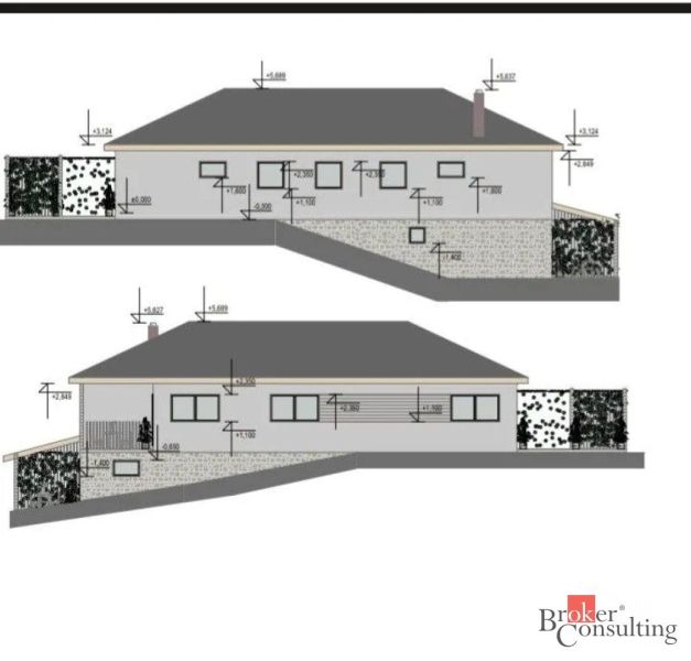 House design floor plan with dimensions for plots - living in Detva.