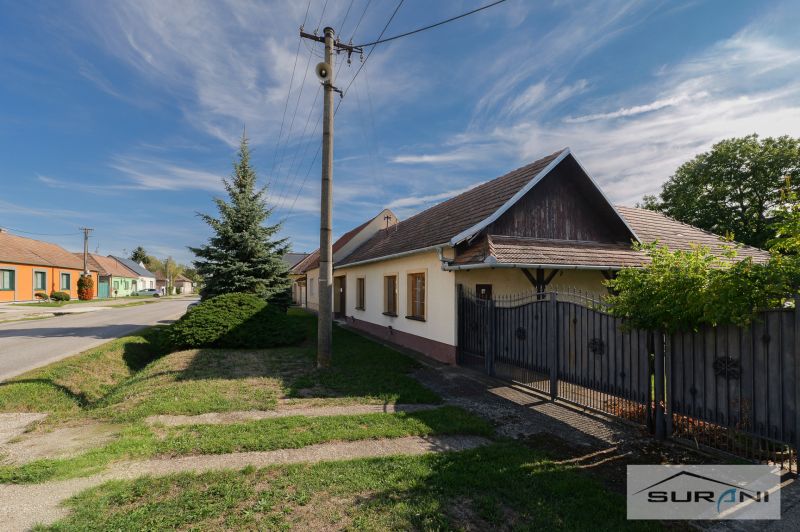 Family house on Hlavná Street in Štefanová, near the electric pole and the green garden.