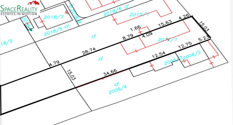 Cadastral map of residential plots on Hlavná Street in Viničné.