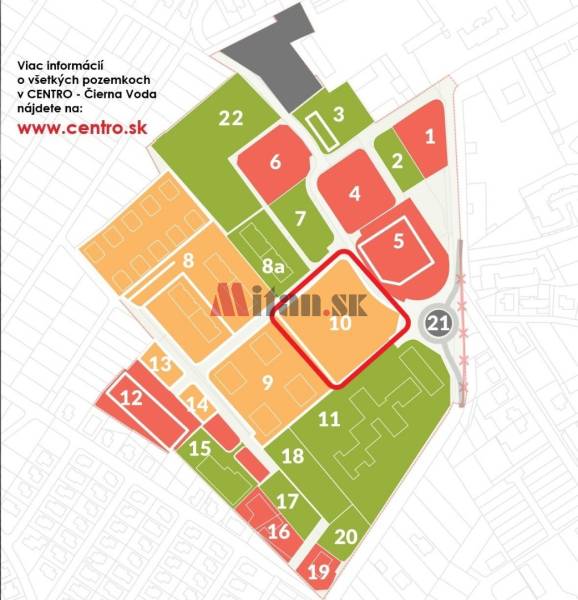 predaj, pozemky pre bytovú výstavbu, CENTRO Čierna Voda - mapa